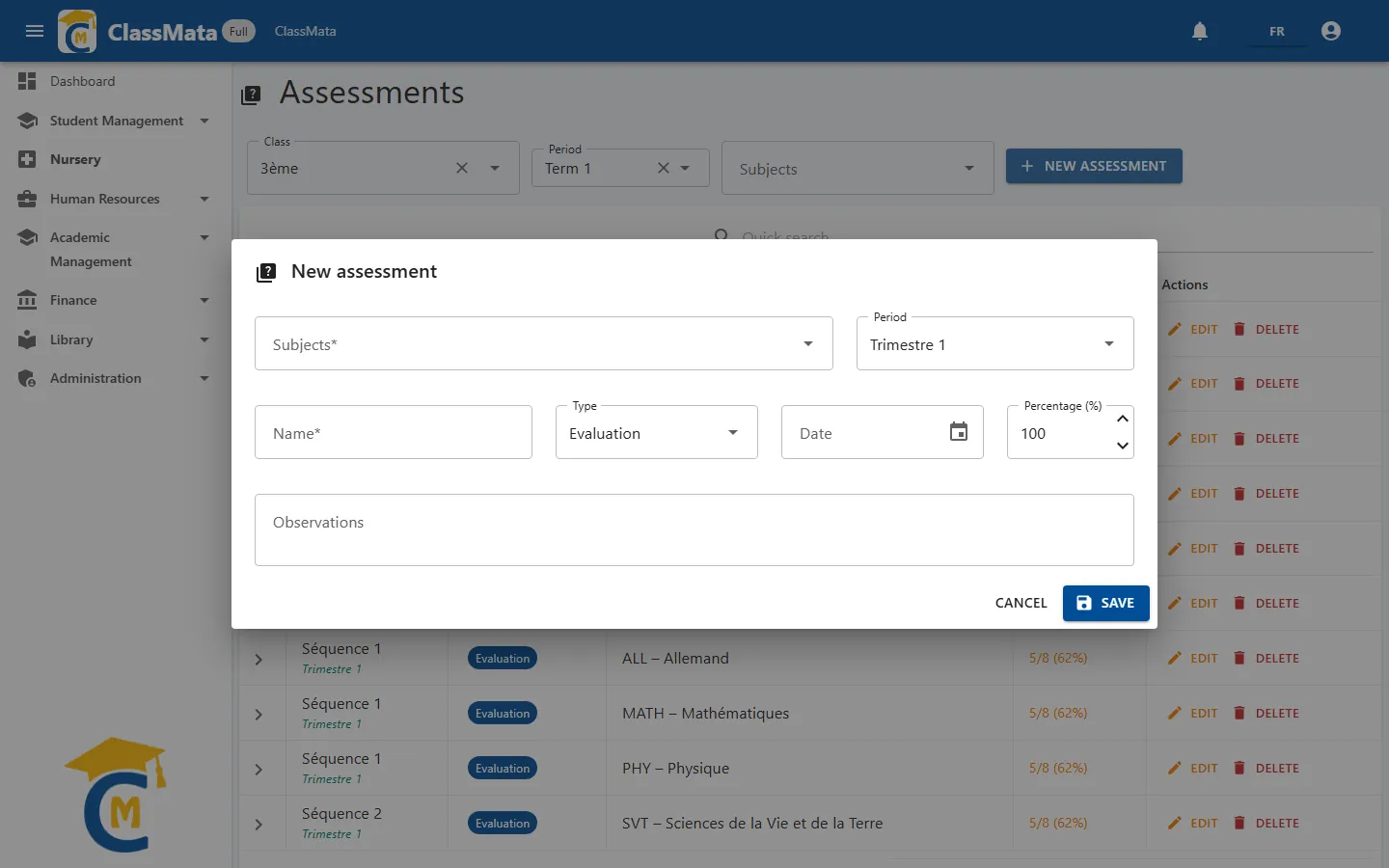 New assessment form