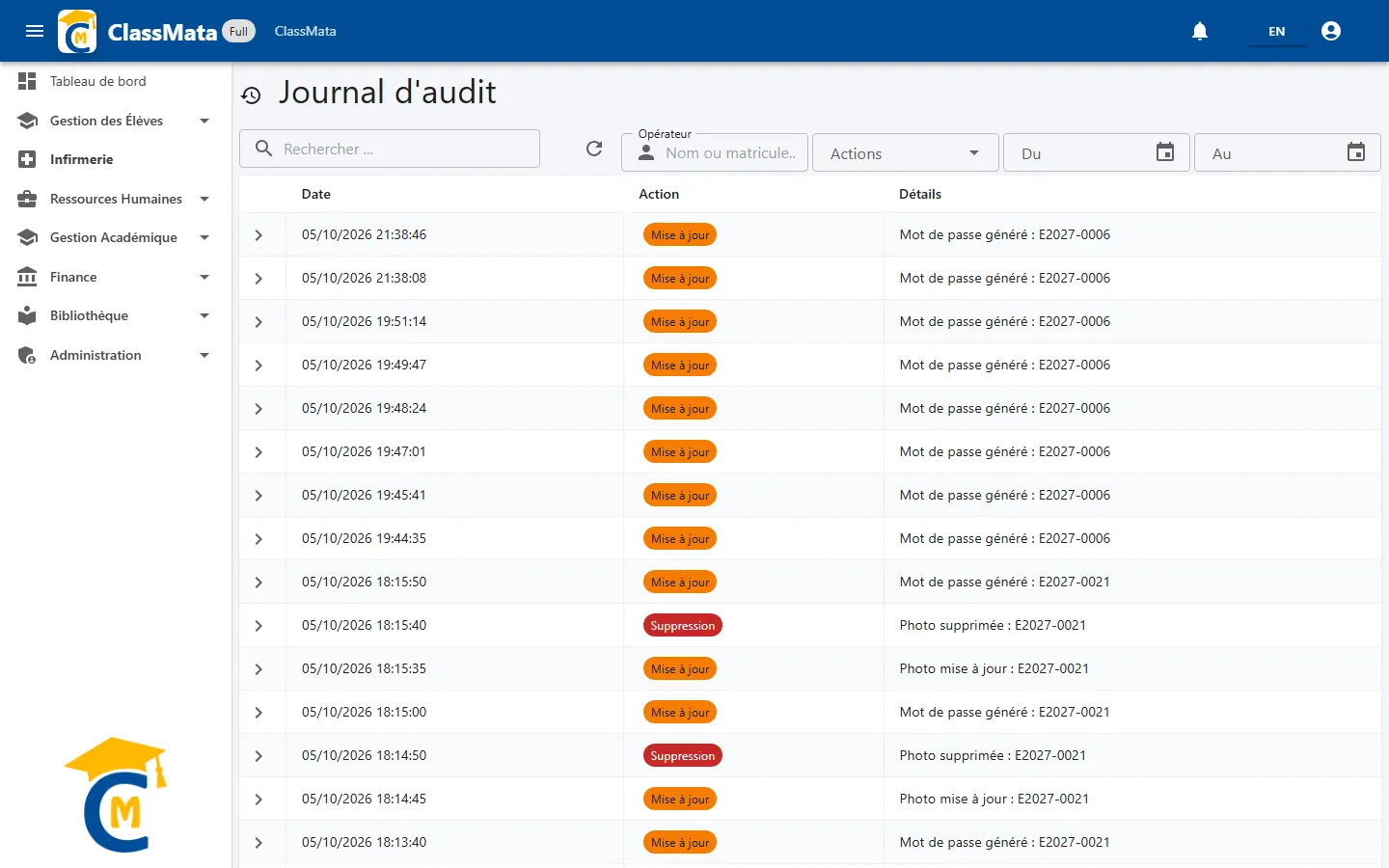 Journal d'audit