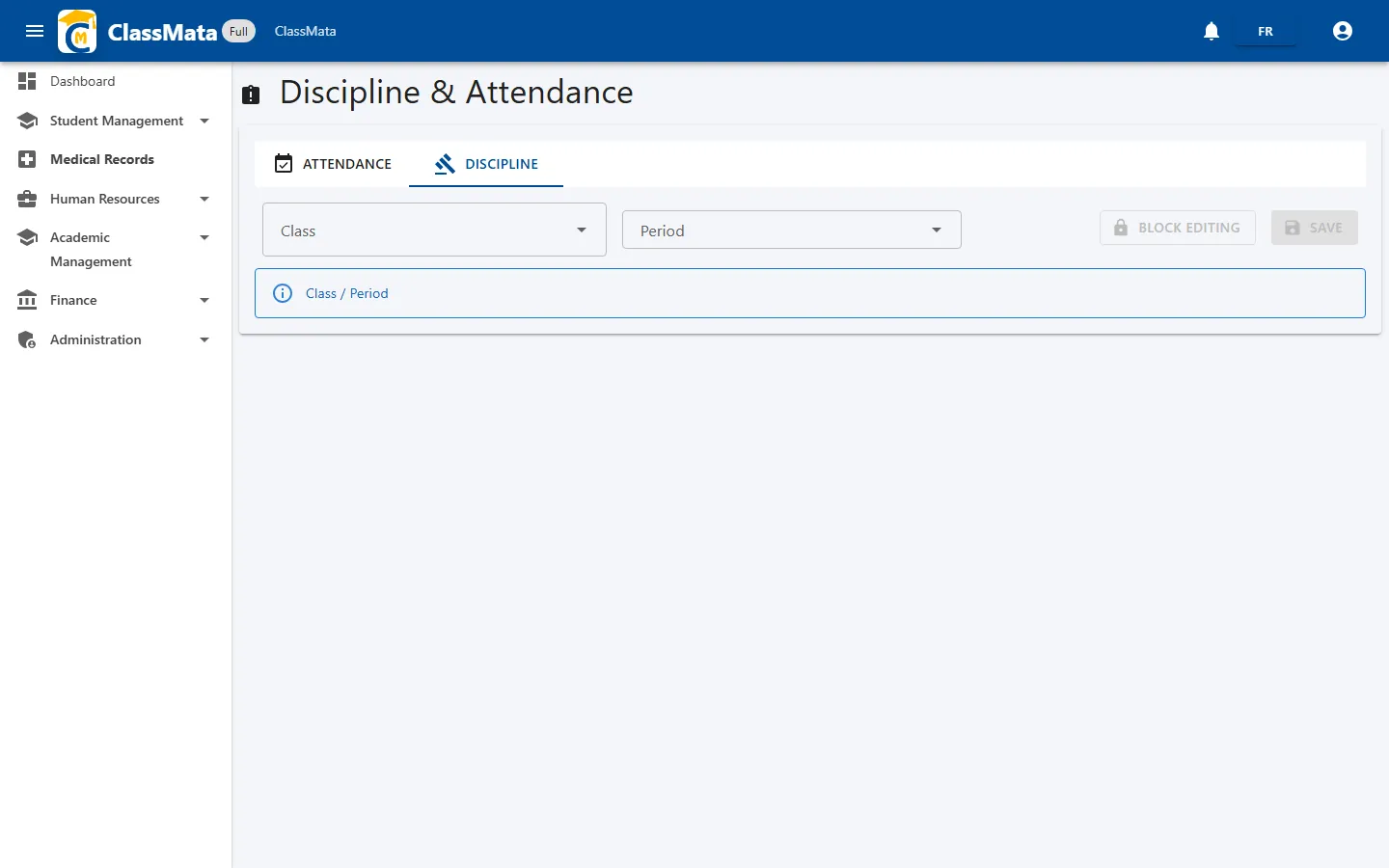 Discipline tab on opening