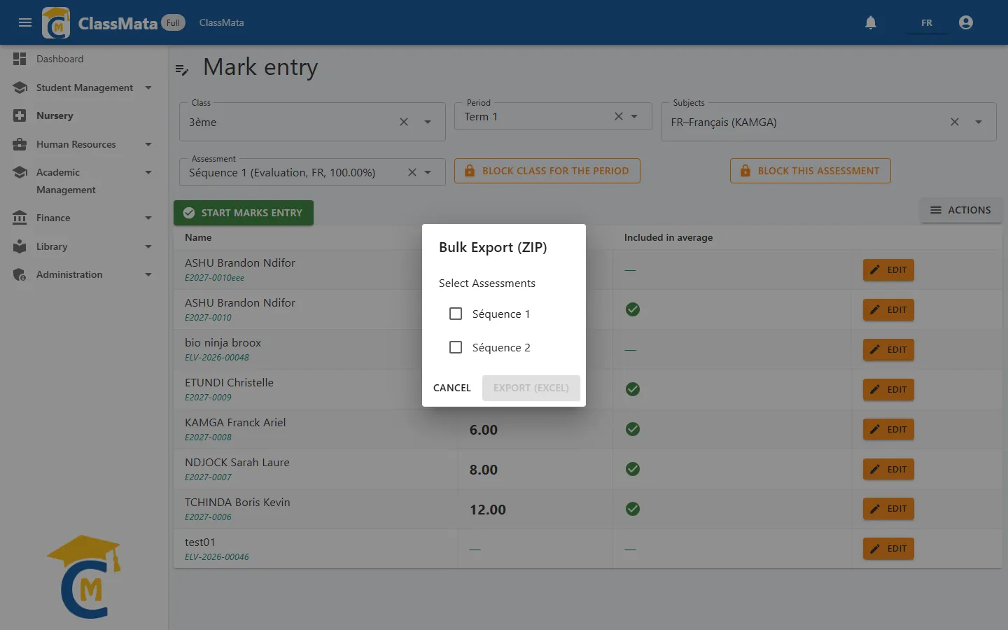 Bulk export