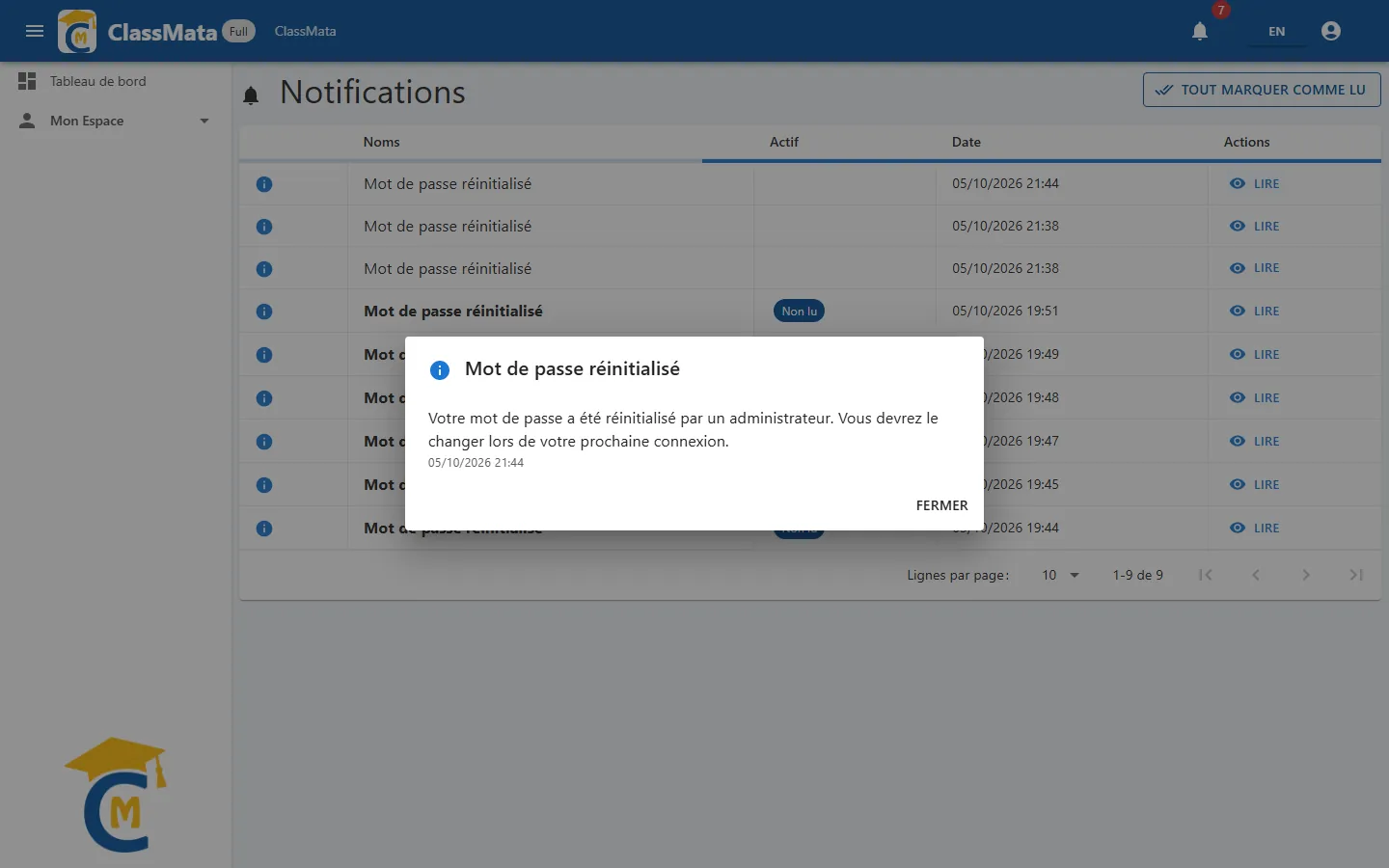 Détail d'une notification
