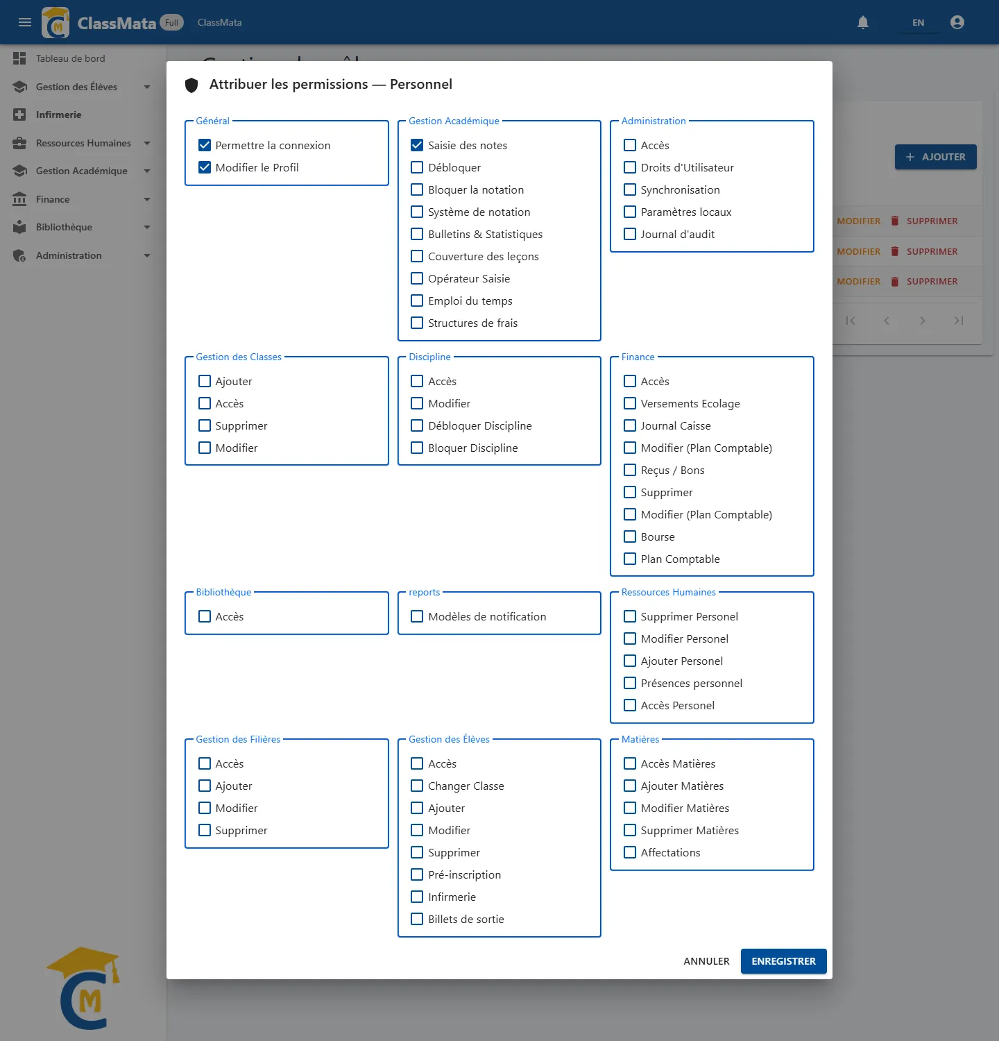 Permissions d'un rôle