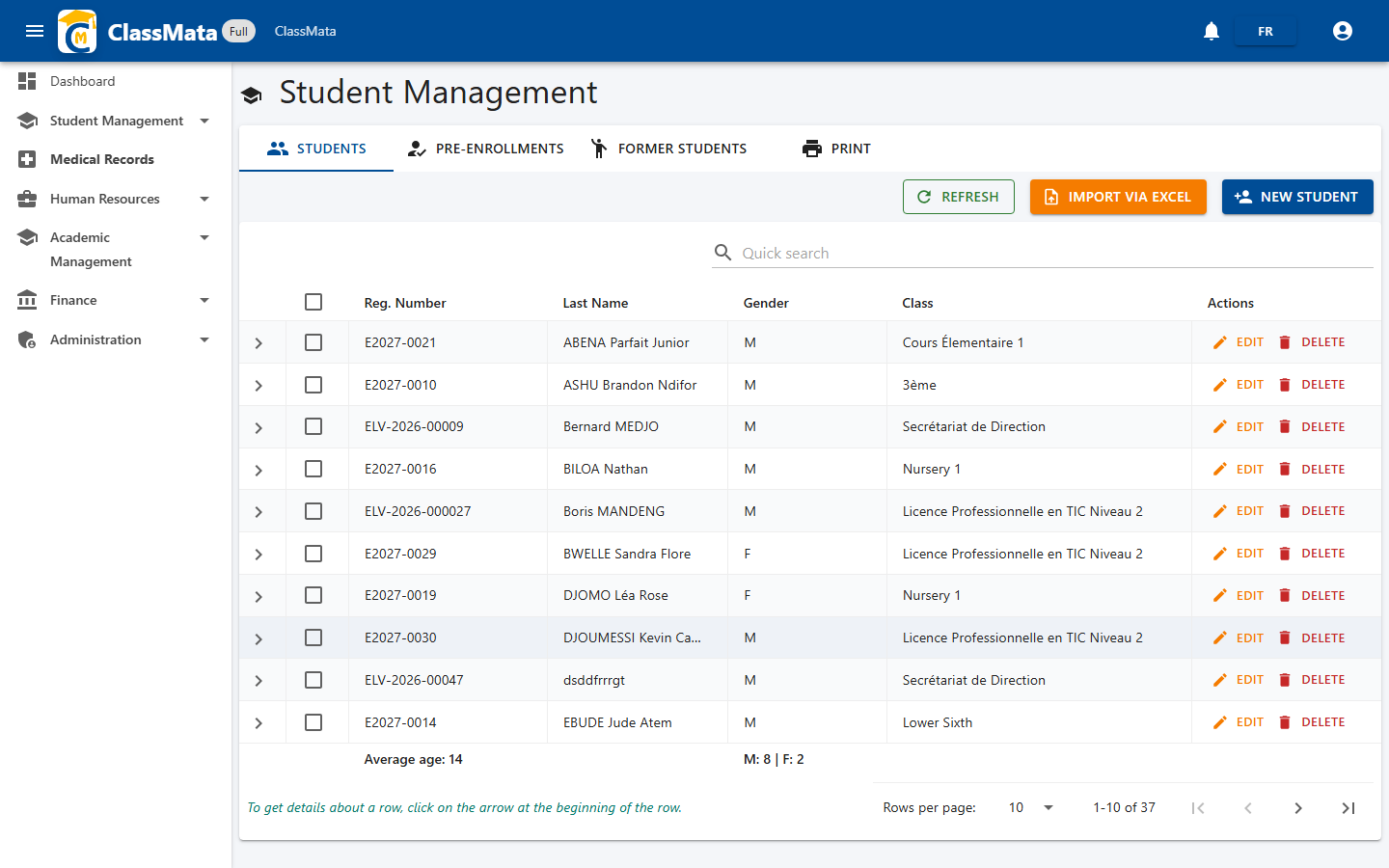 Student list