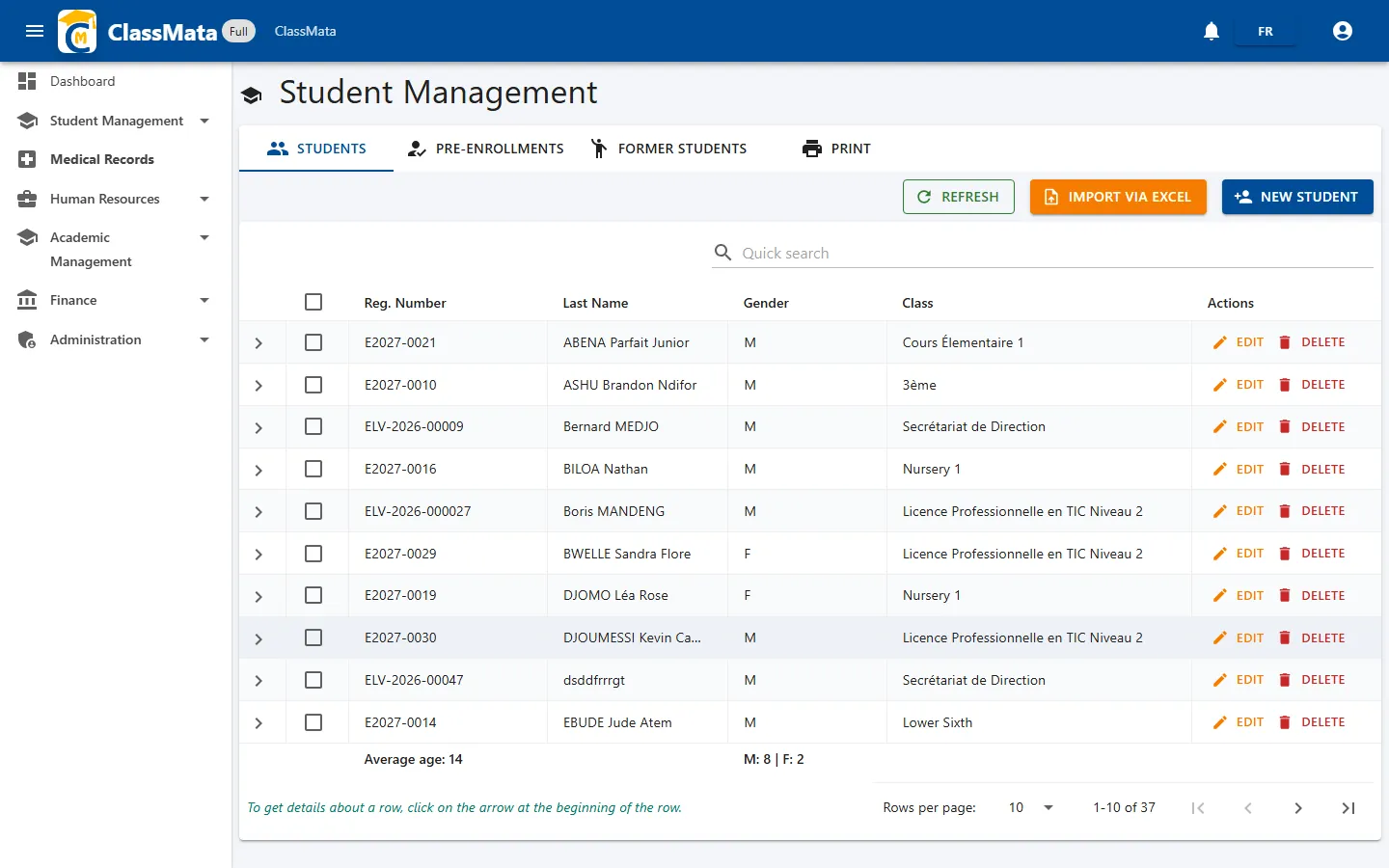 Student list