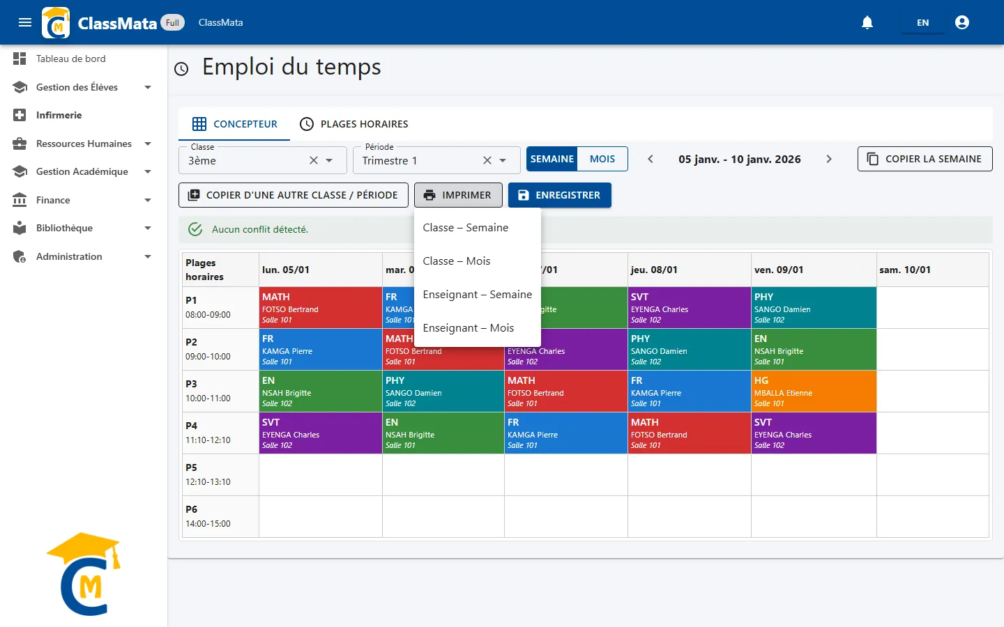 Menu Imprimer