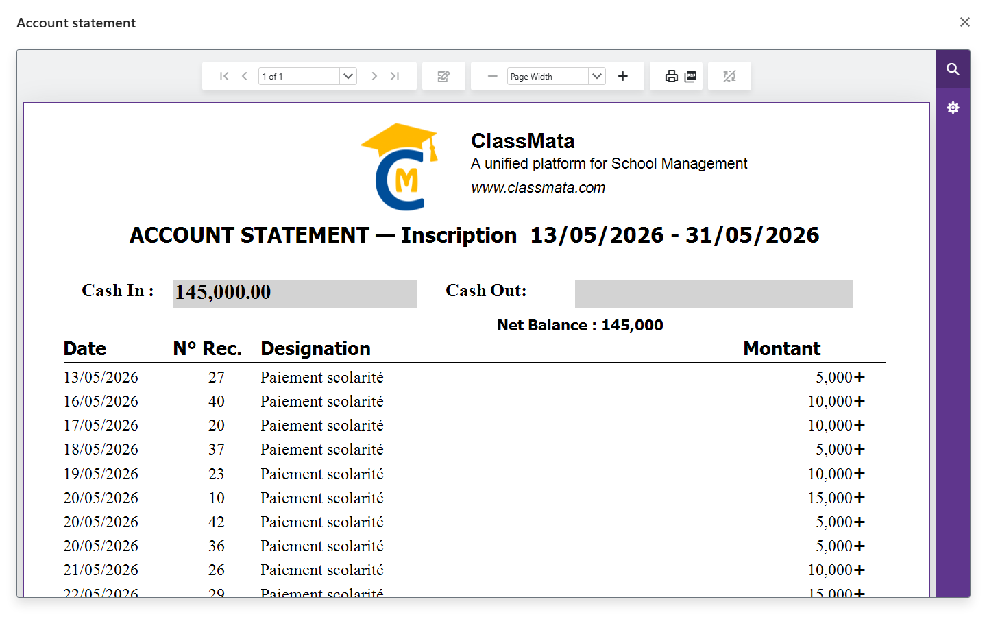 Account statement